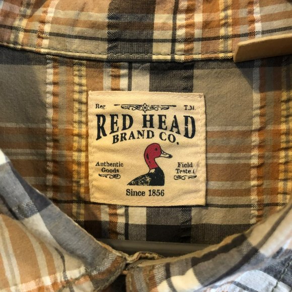 Red Head Brand SS Button Up Plaid Casual Shirt 2XL Tan - Picture 3 of 6
